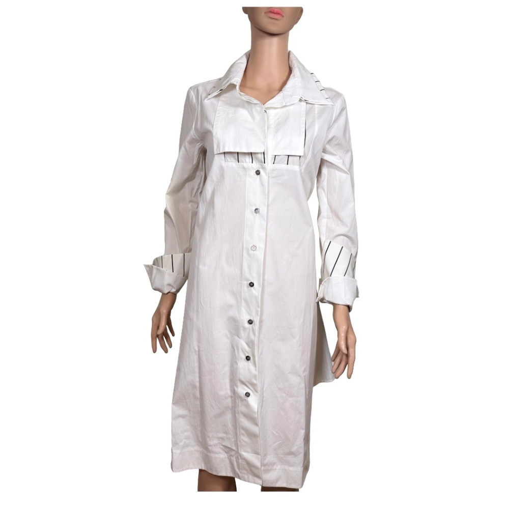 Balossa White Button Down Shirt Dress Belted US 6